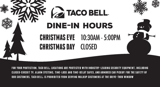 TB Holiday Hours - Dine In