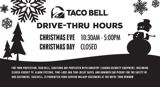 TB Holiday Hours - Drive Thru