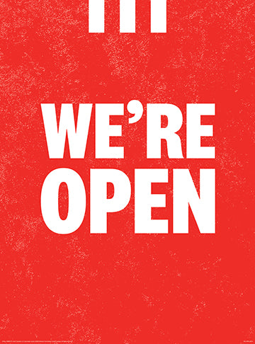 We're Open Window Poster - English