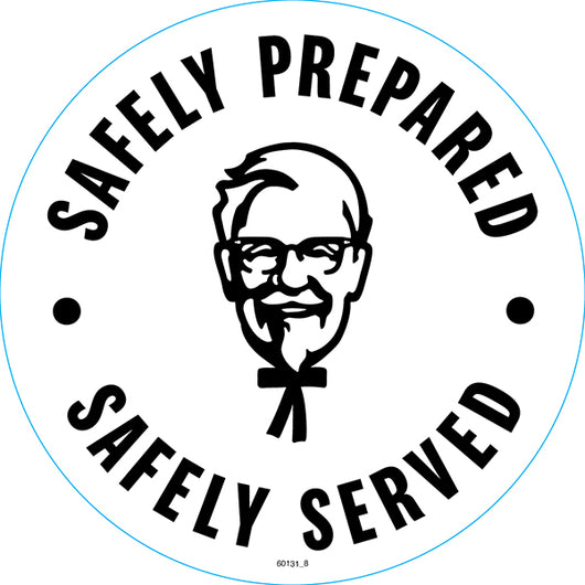 Safely Prepared, Safely Served Door Decal - English