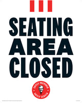 Stanchion Sign Holder and "Seating Area Closed" Poster - English