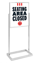 Stanchion Sign Holder and "Seating Area Closed" Poster - English