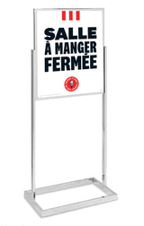 Stanchion Sign Holder and "Seating Area Closed" Poster - French