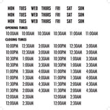 TB Store Hours
